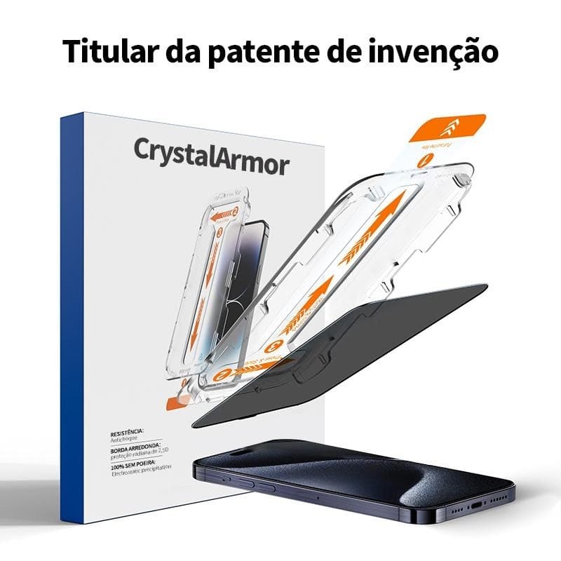 CrystalArmor Kit com 1 Película 3d  9H Película anti-espião  iPhone 17 Pro Max16/ 15/14/13/12/11/XR/XS/X