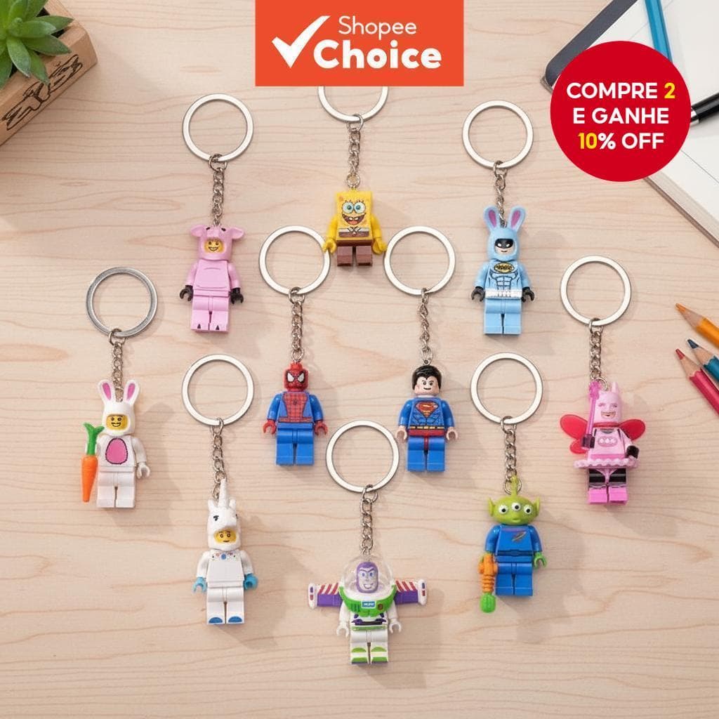  1 peça pingente de enfeite chaveiro de boneco de figura de PVC Super-Herói com personagens como Homem-Aranha, Buzz