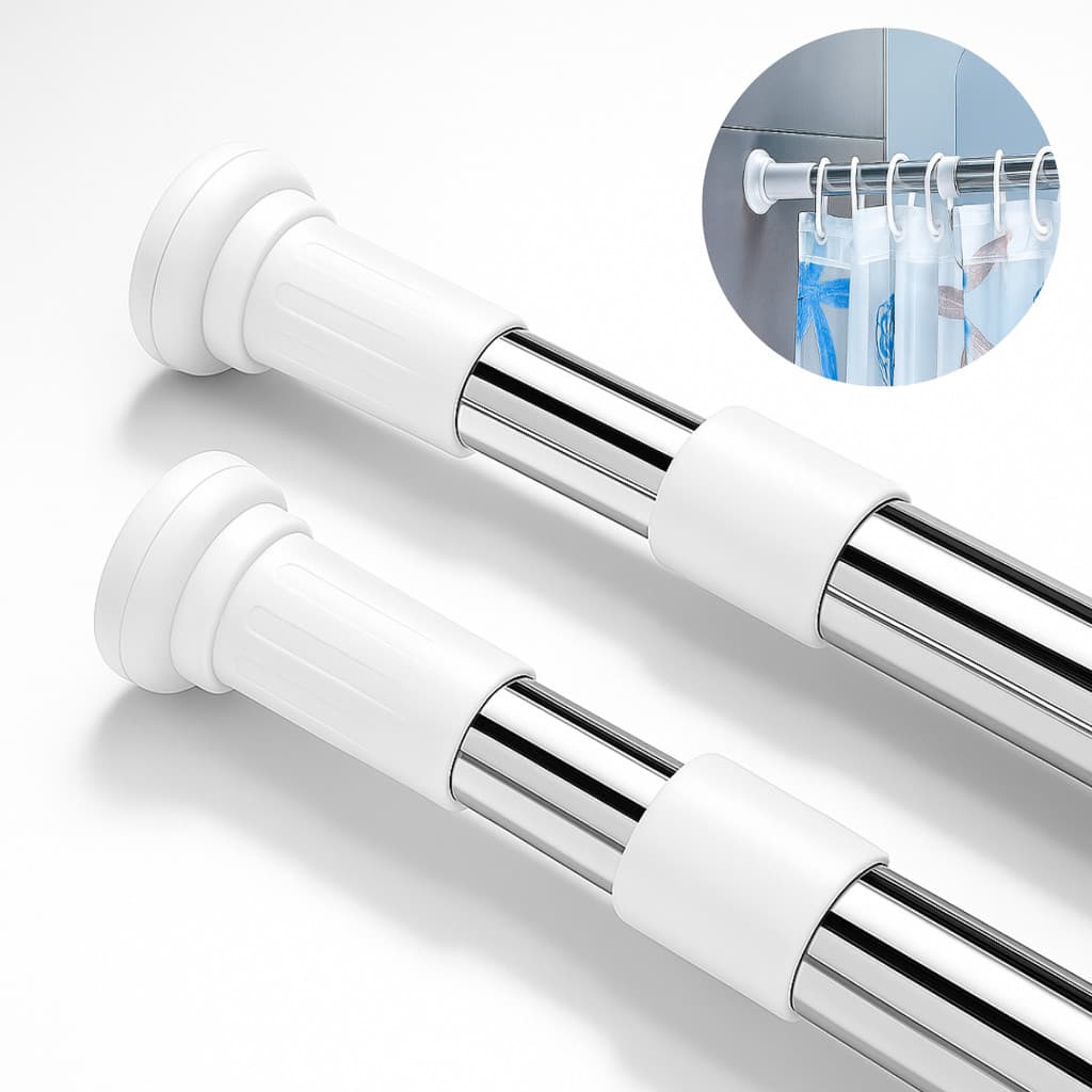 Varão Extensível de Cortina Universal Ajustável para Cortinas, Banheiros e Pia