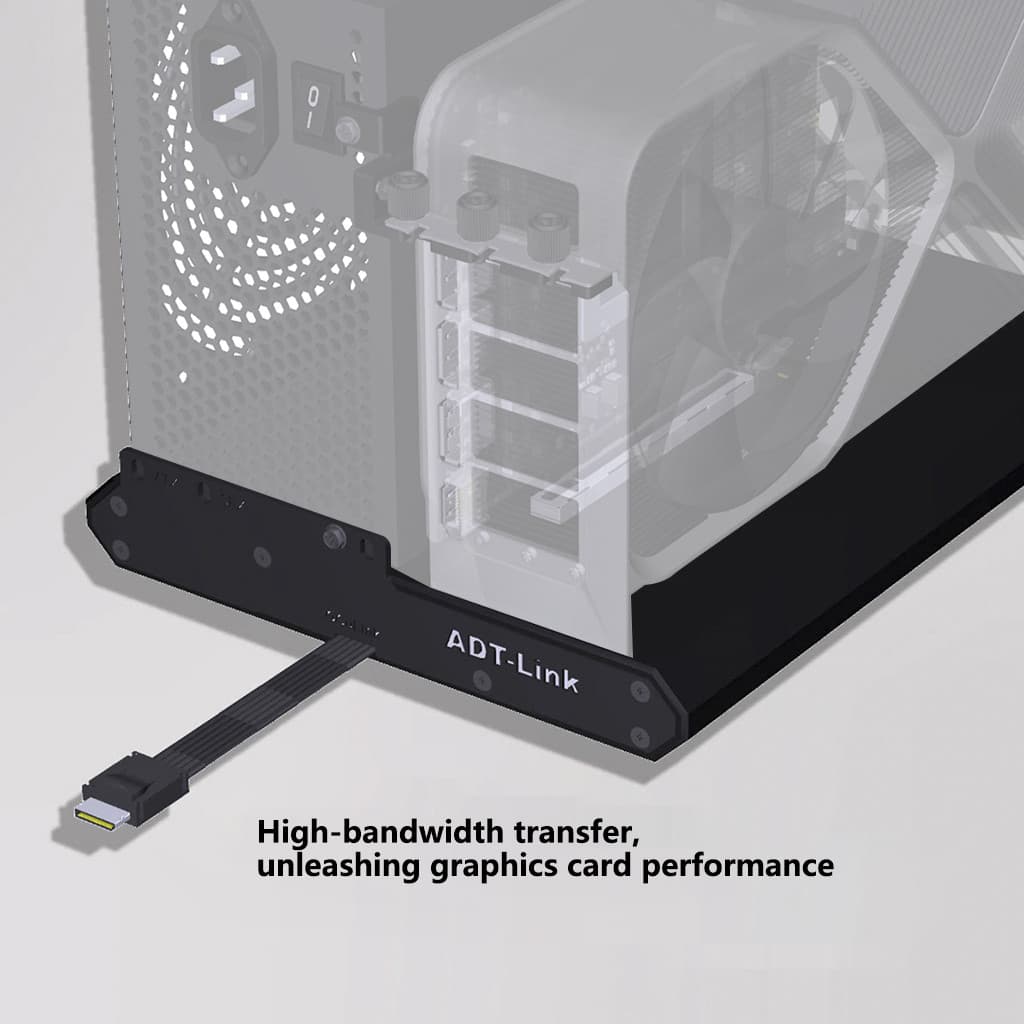 (ADT Link) Estação De Acoplamento Para Placa Gráfica Externa OCuLink Alumínio Aberto PCIe 5.0x4 128Gbps (K993H-BK10-50cm