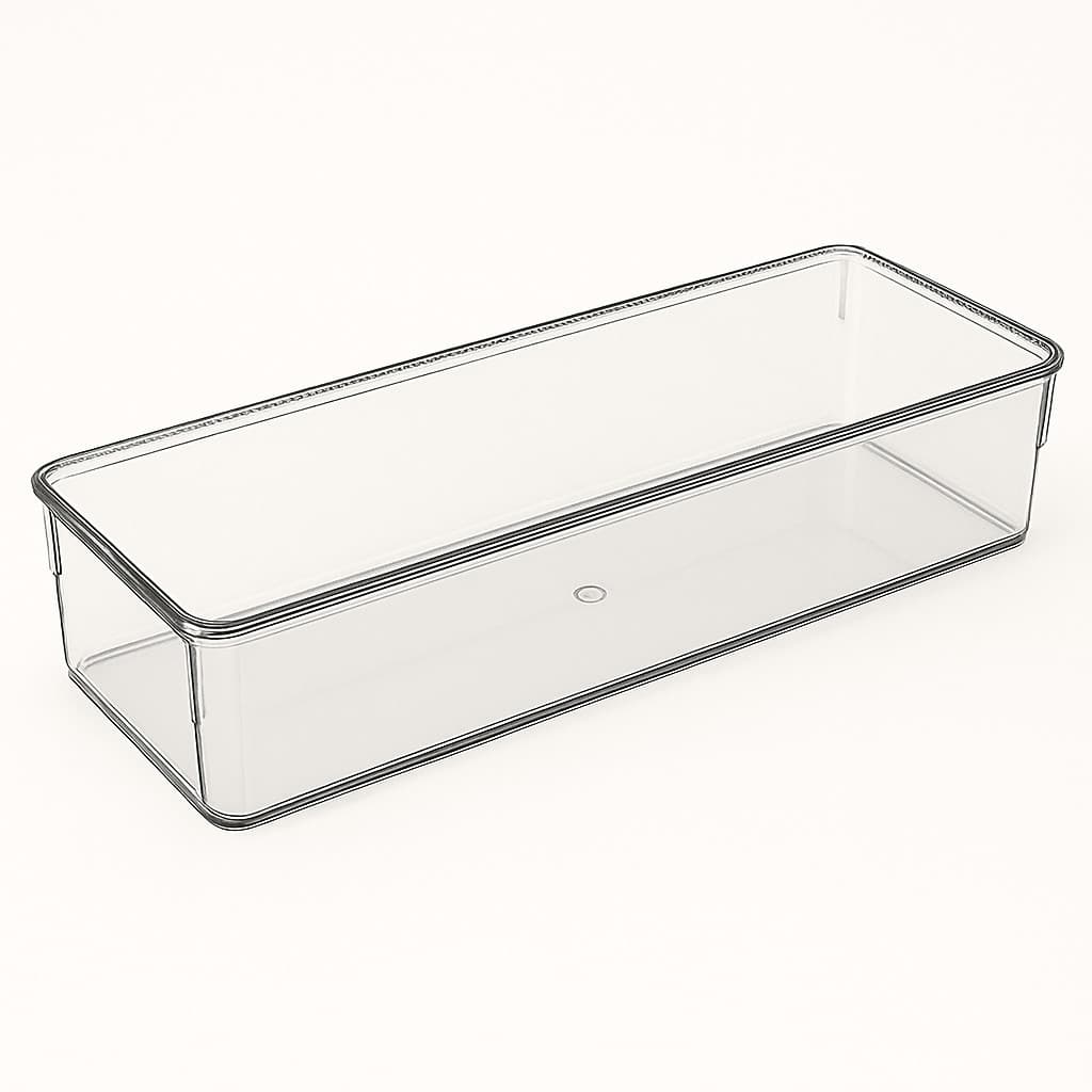 Kit 1 até 10 Unidades Organizador Multiuso Modular Acrílico Cesto Cristal Maquiagem Gaveta Geladeira 8,7 x 23,7 x 5,5