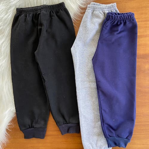 Kit 3 Calça de Moletom Outono Infantil Forrada Inverno Punho Menino  Confortável Pelúciada