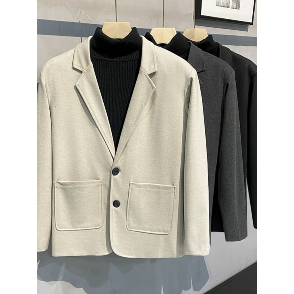 Outono inverno curto pequeno terno masculino versão coreana luz estilo maduro de lã engrossado terno juventude Casual ún
