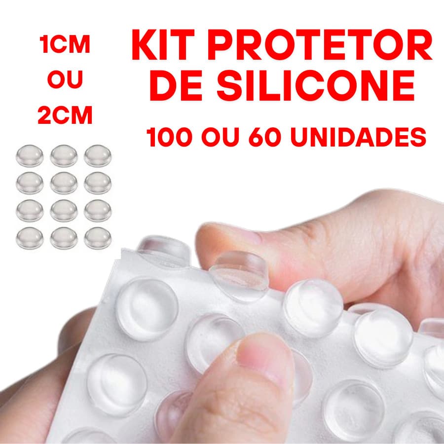 Protetor De Silicone 100UN 1CM Ou 60UN 2CM Anti-impacto Moveis Adesivo Porta Mesa Resistente