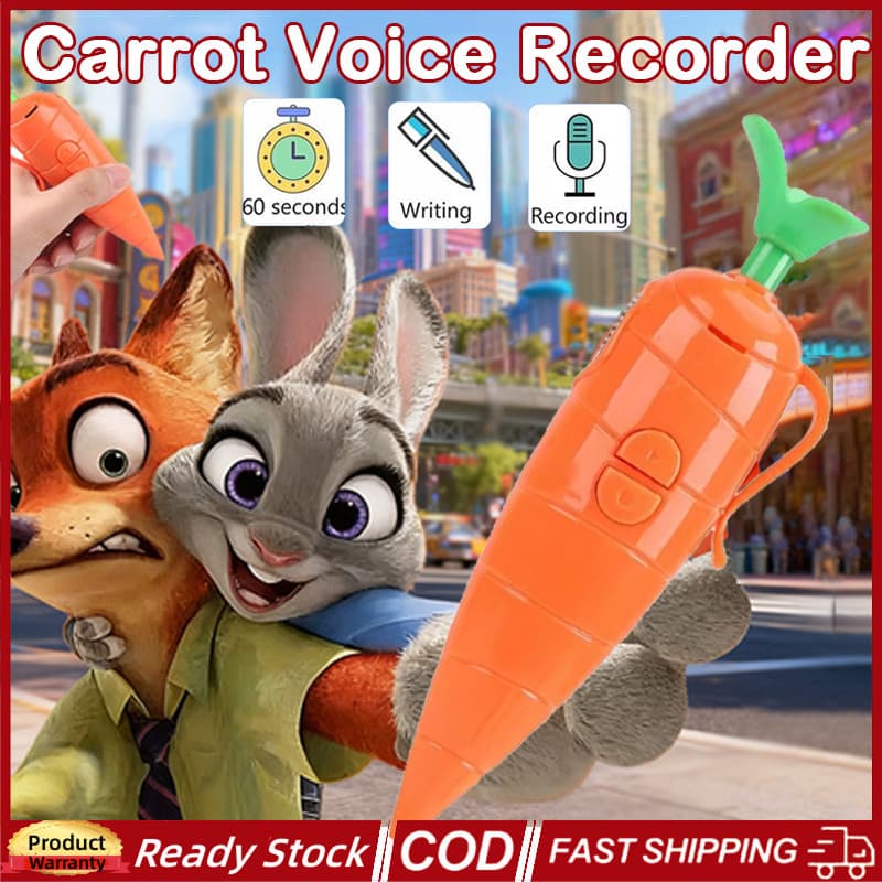 Caneta Gravadora De Voz De Cenoura Multifuncional Zootopia Brinquedo De Som Eletrônico Pode Escrever Esferográfica Graff