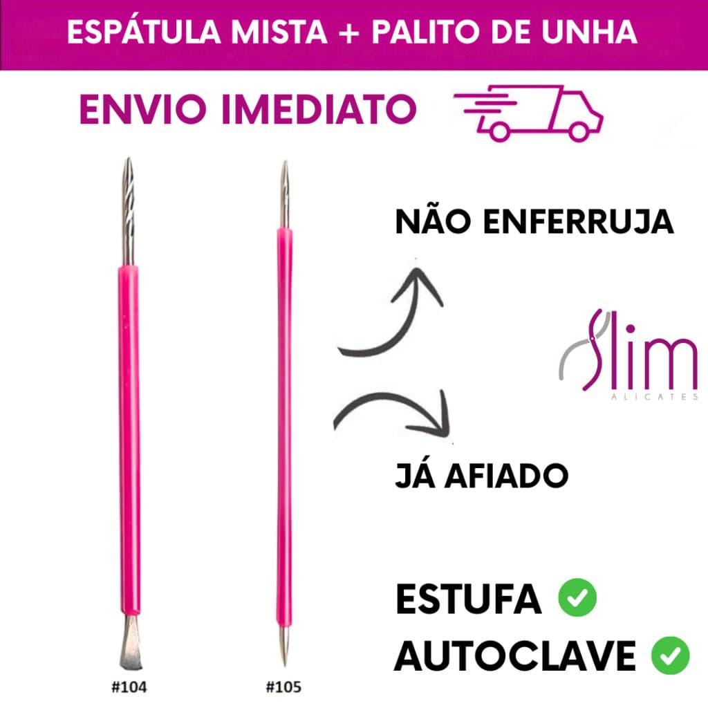 Kit Palito Slim + Espátula Mista – Ideal para Unhas e Podologia