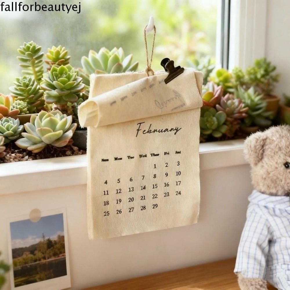 FALLFORBEAUTYEJ 2026 Calendário De Parede De Tecido , Enfeites , Planejador Têxtil Reutilizável De 12 Meses , Adereços D