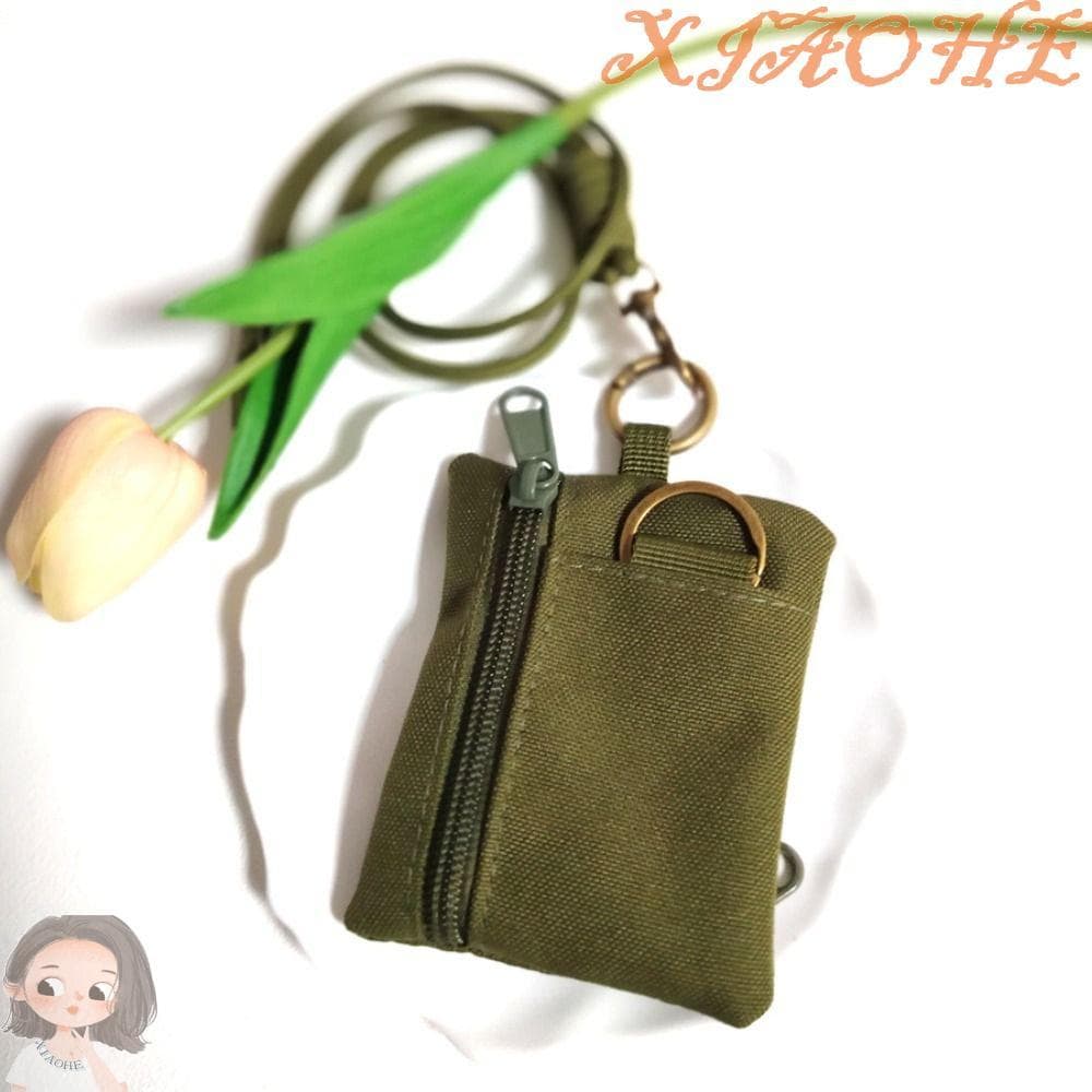 XIAOHE Bolsa De Moedas Pendurada No Pescoço , Mini Carteira Casual De Tecido Oxford Com Zíper , Cordão Quadrado Pequeno 