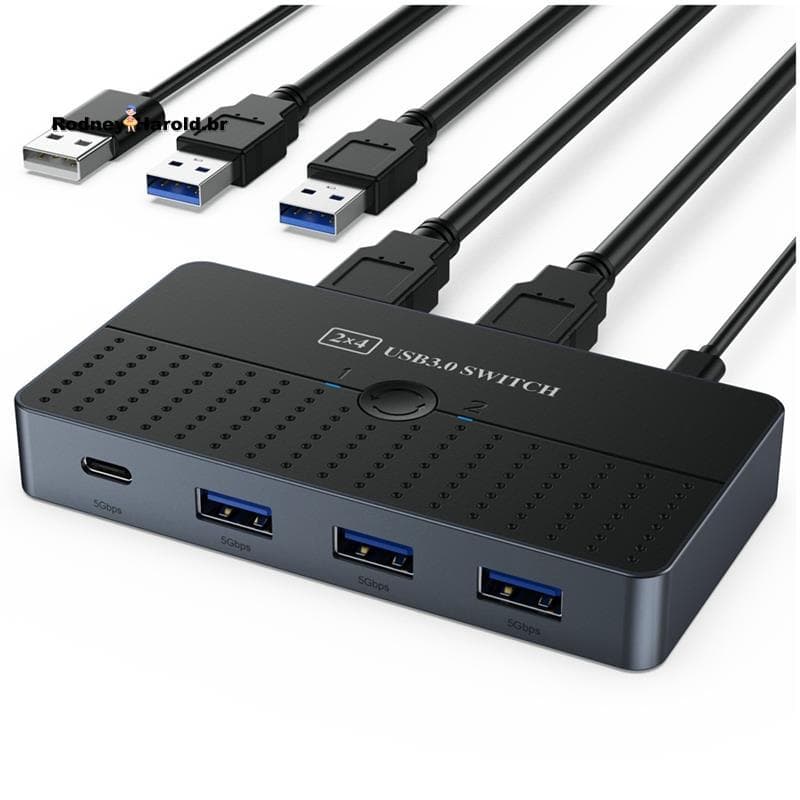 [Entrega Rápida R] Caixa De Comutação De Compartilhamento De Computadores USB3.0 2 Em 4 Saídas KVM 2x4 USB 3.0 Switcher 