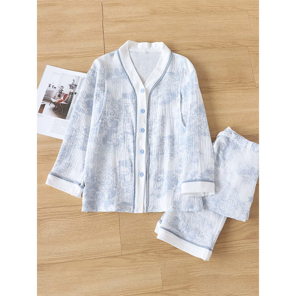 Puro algodão gaze roupas de confinamento primavera outono estilo fino mulheres grávidas pós-parto enfermagem pijamas ama