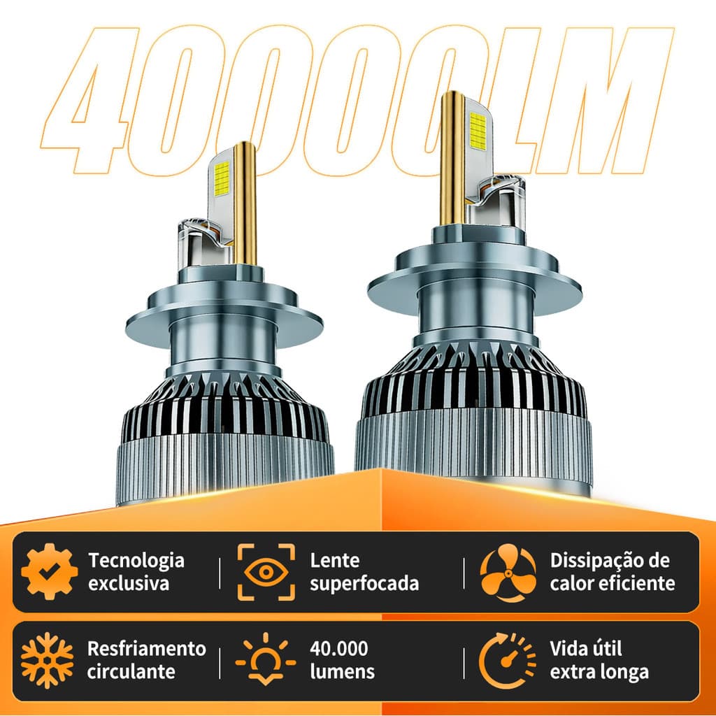 40000LM Lâmpada LED M70 300W 6000K Alto Brilho Kit Par para Carro Compatível H1/H3/H4/H7/H11/9005/9006 Frete Grátis