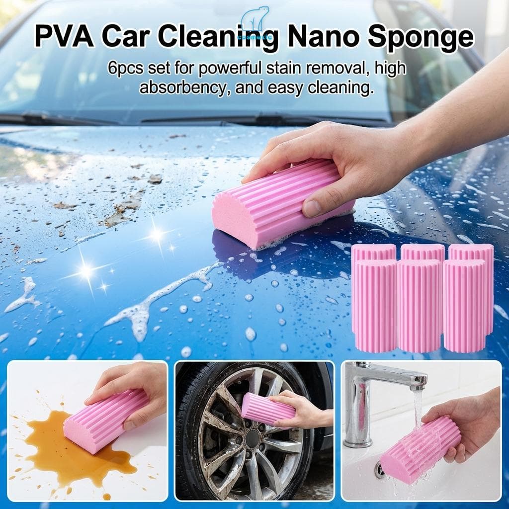 Esponja Nano PVA De 6 Unidades-De Limpeza De Carro De Alta Absorção Ecológica Durável