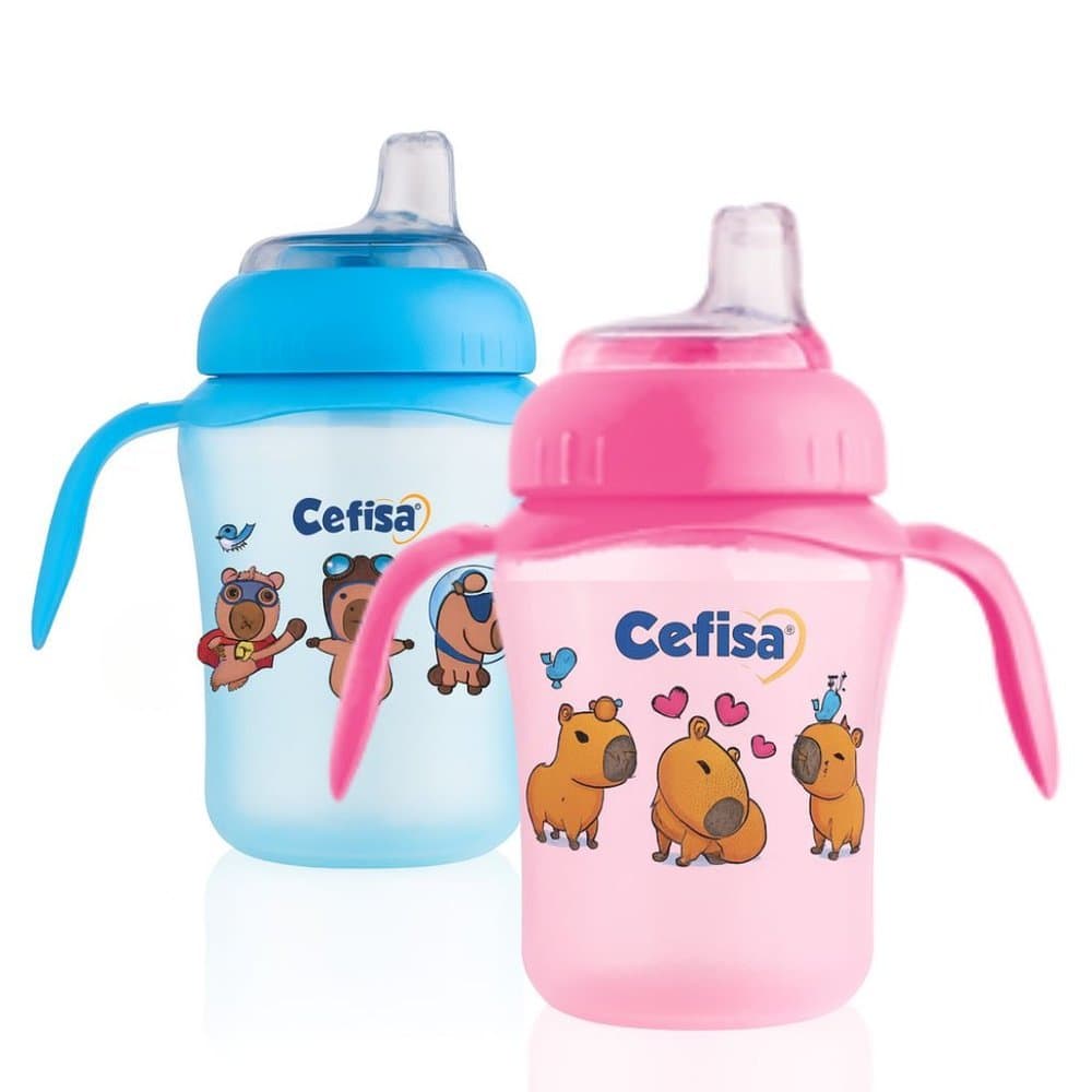 Copo Para Bebê Anti Vazamento 240ml Bico Silicone Mundo Macio Cefisa Capivara