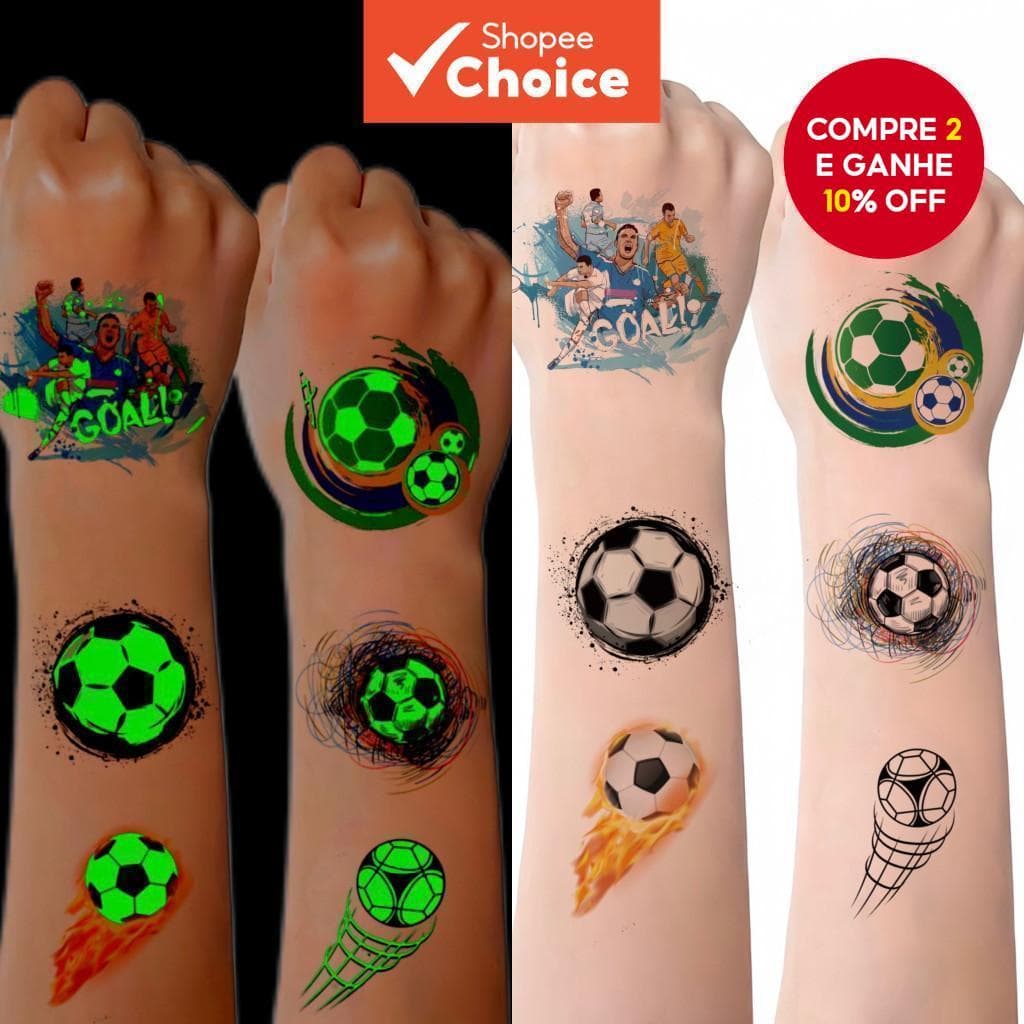 10pcs Brilham No Escuro Tatuagens Faciais De Futebol Super Tigela Adesivos Temporários
