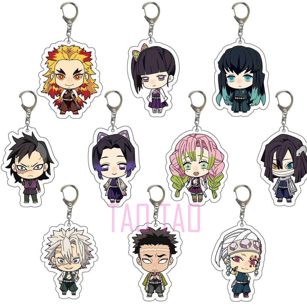 Chaveiro de Anime Demon Slayer Kimetsu No Yaiba, Chaveiros com Lâmina de Fantasma, Personagens Fofos, Pingente de Bolsa,