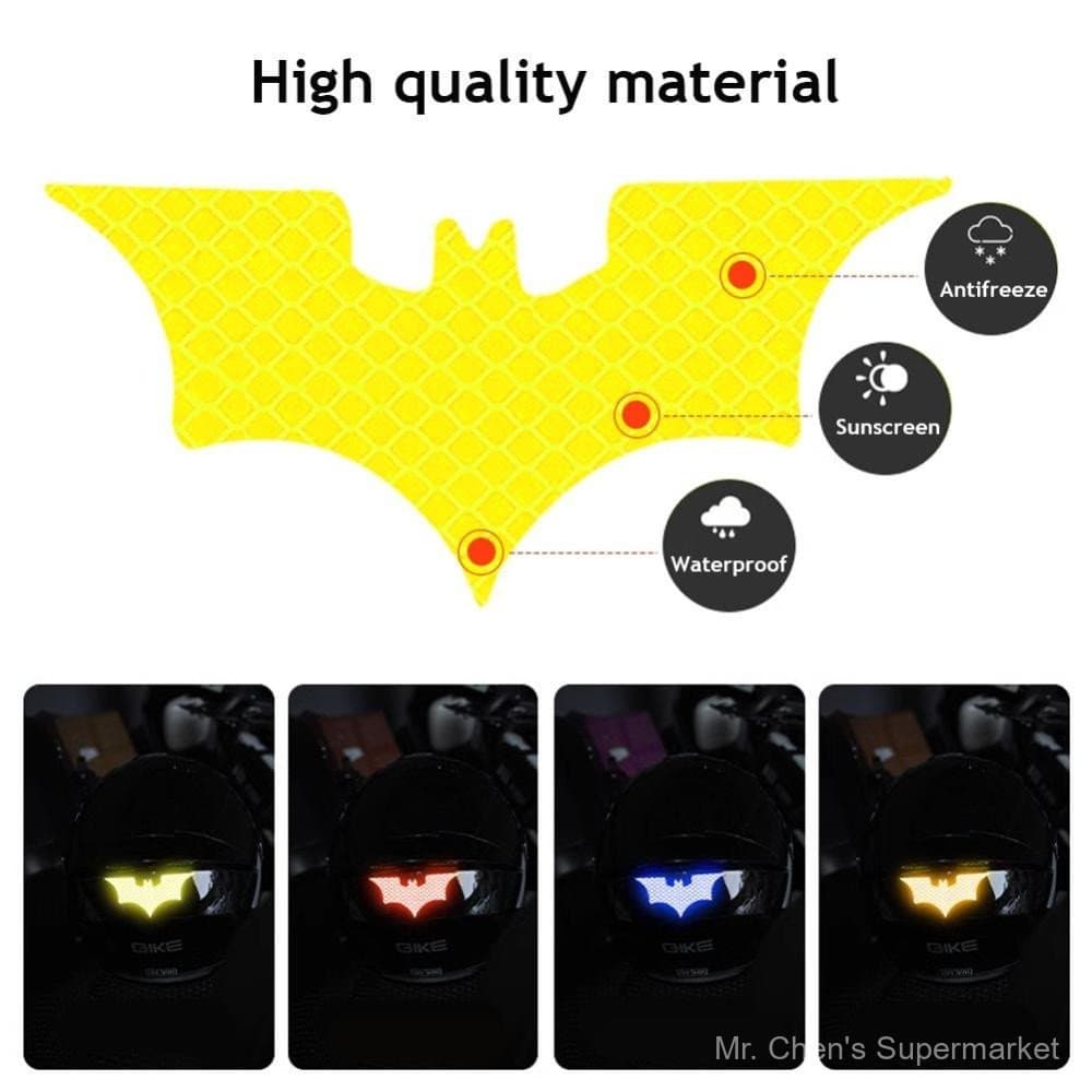 Conjunto de 3 peças de fita refletiva, adesivos de aviso noturno em formato de morcego, acessórios decorativos de segura