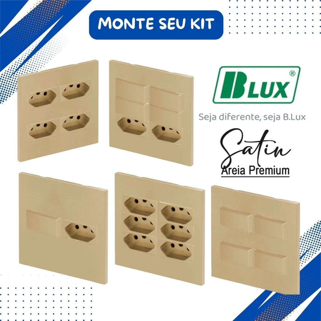 MONTE O SEU KIT Conjunto 4x4 Tomada Areia 10a 20a Interruptor Paralelo Recta Areia Satin Fosco