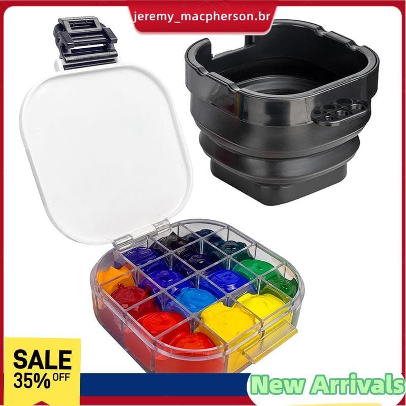 Para Aquarela Guache Tinta Acrílica Compatível Com Organizador De Pintura De 16 Poços Selo Hermético , Paleta Embutida E