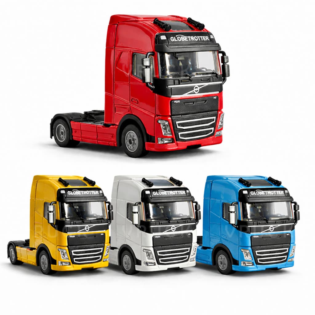 Miniatura Caminhão Volvo 1/42 Toco Metal Fricção 4 Cores Colecionável Globetrotter