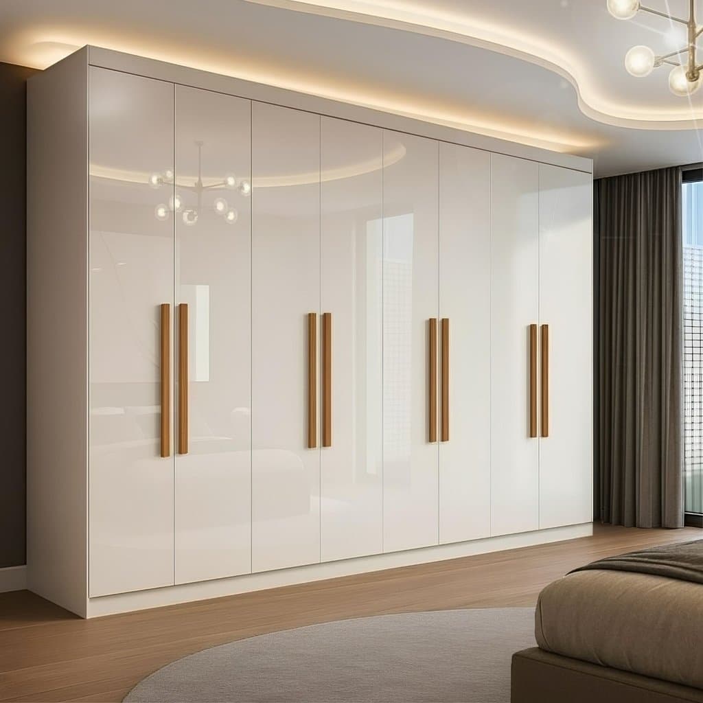 Guarda Roupa Casal 8 Portas 4 Gavetas Paris Espresso Móveis Branco