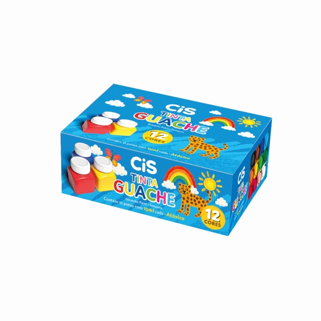 Tinta Guache Com 12 Cores Sertic
