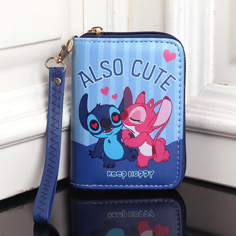 Bolsa de chaves fofa com desenho animado e compartimento para cartões para estudantes meninos e meninas.