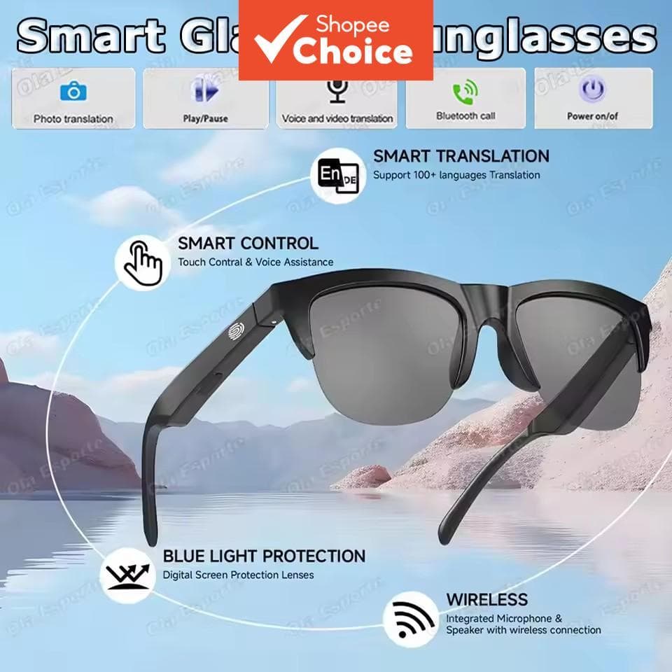  Óculos Inteligentes para Esportes Ao Ar Livre 2026 - Chamada Bluetooth, Controle de Música, Toque Anti-UV, Assistente