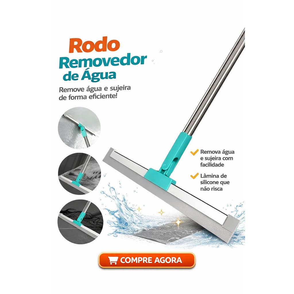 Rodo Mágico De Silicone Com Gancho – Seco E Molhado, Para Piso E Vidro, Dupla Função