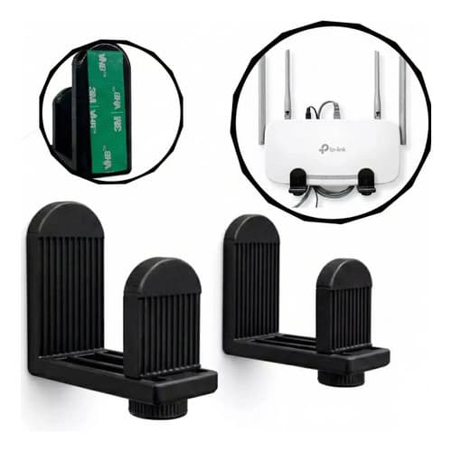Suporte Parede Vertical Compativel Roteador Modem Ajustavel Preto