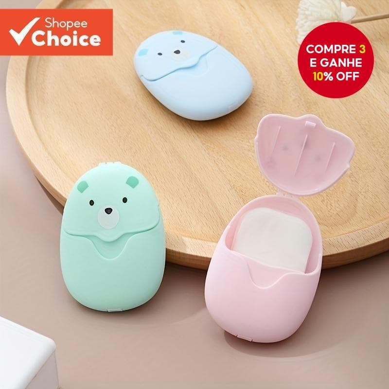 50 Peças Folha de Sabão Portátil para Viagem e Mãos Mini Fofo