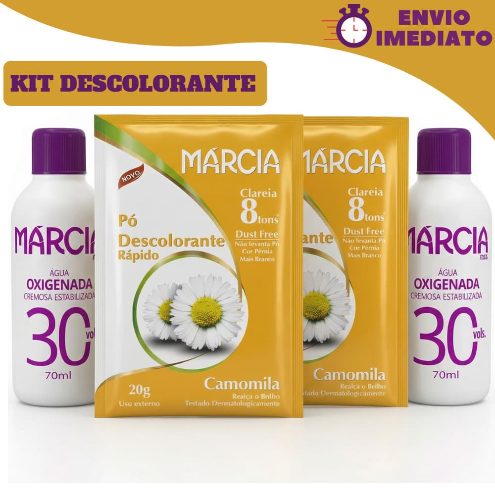 Kit 2 Pós Descolorantes Rápido 20g + 2 Águas Oxigenadas 30 volumes 70ml Doura Pelos