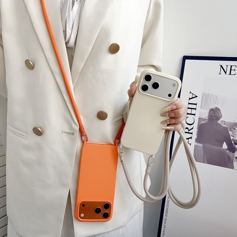 Capa De Cordão Para iPhone 17 Pro Max 14 12 11 13 15 16 Plus 17 Ar À Prova De Choque Doces Crossbody Pescoço Alça Macia