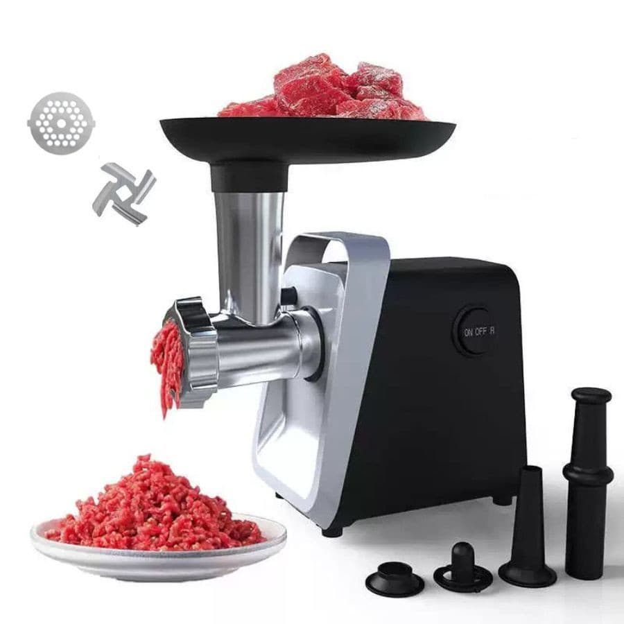 Moedor De Carne Automático 110V Ou 220V Aço Inox Para Linguiça Carne Pimenta Alho Com Plugue