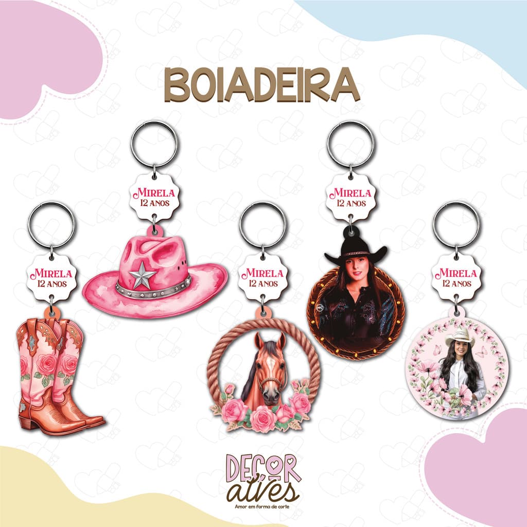 Boiadeira - Chaveiro Personalizado MDF brilhoso Lembrancinha infantil