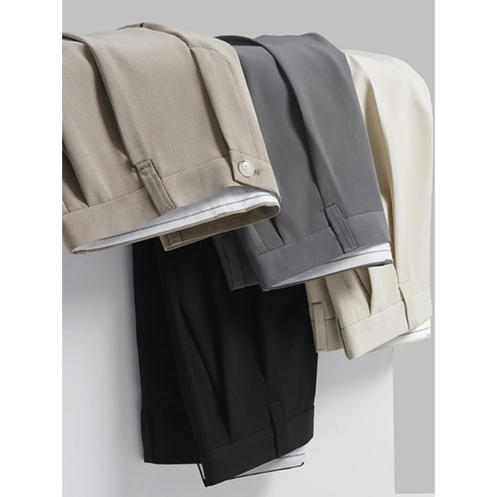 Verão Drape Anti-rugas não-ferro terno calças masculinas tornozelo comprimento calças casuais soltas All-Match mais magr