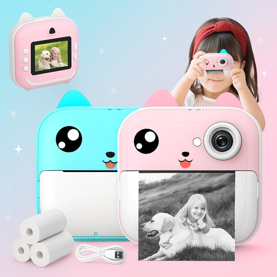 Câmera de Impressão Instantânea para Crianças – Fotografia Digital Mini Impressora Térmica