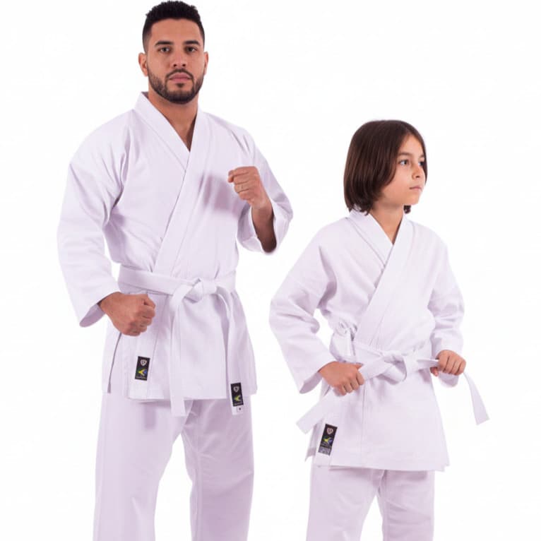 Kimono Karatê Infantil e Adulto Branco + Faixa Branca Inclusa | Brim 100% Algodão100% Algodão Grosso Reforçado 
Premium