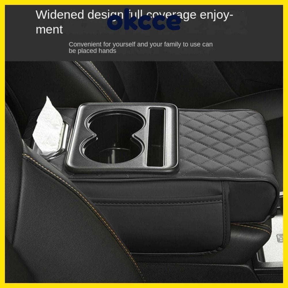 Almofada De Apoio De Braço Do Console Central OKCCE , Portátil Multifuncional , Travesseiro De Carro De Couro PU