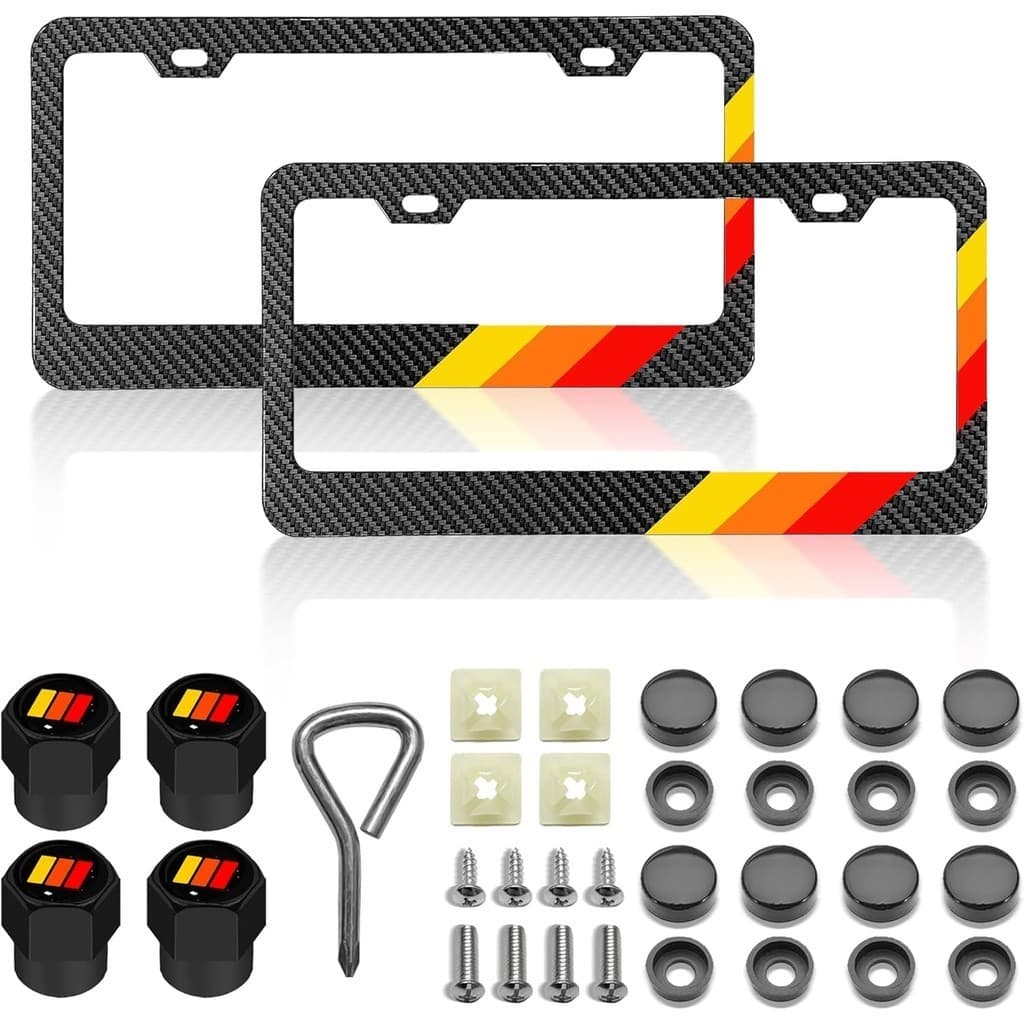 Placa De Licença Para Tricolor 3 Cores Amarelo Laranja Vermelho Premium Suporte De Aço De Fibra De Carbono Compatível Co