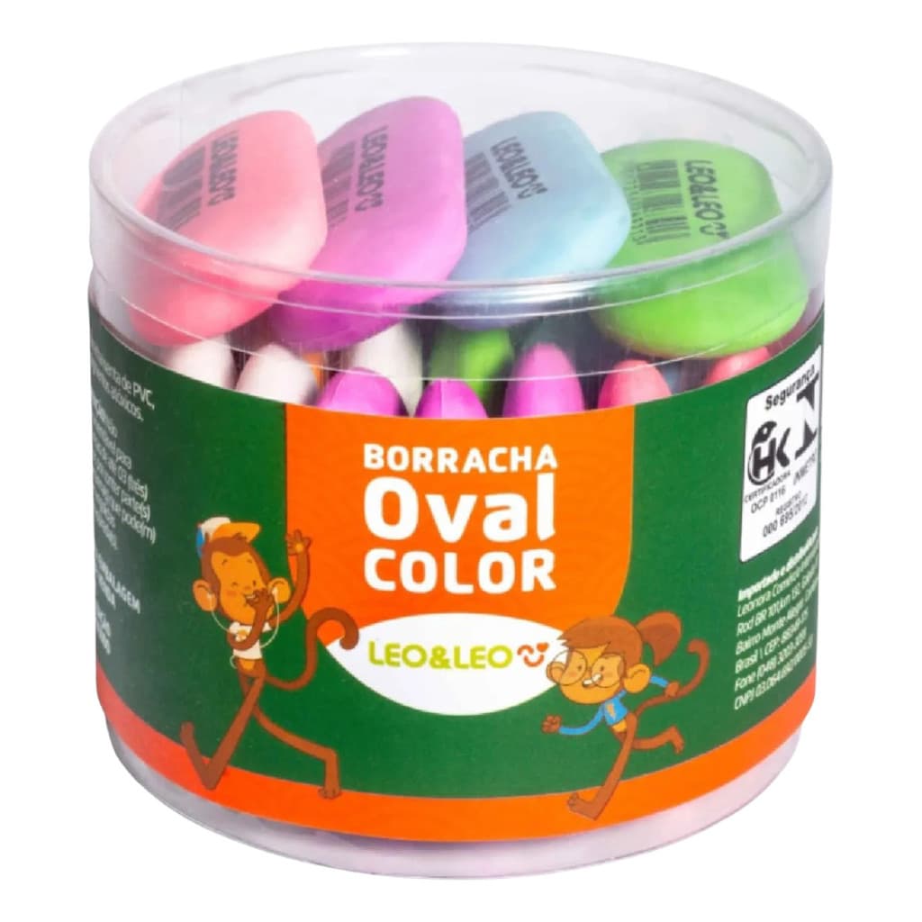 Pote 24 Borrachas Coloridas Oval Volta As Aulas - Escolar