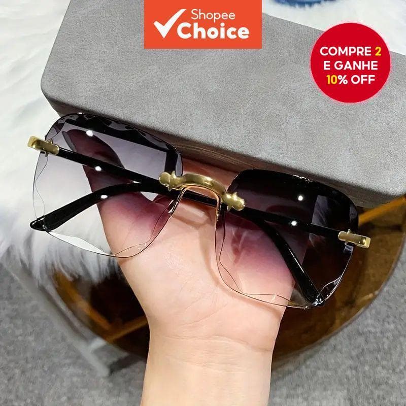 Óculos De Sol Gradiente Quadrado Sem Moldura Feminino Borda Cortada Na Moda Para Fotografia De Estilo De Rua