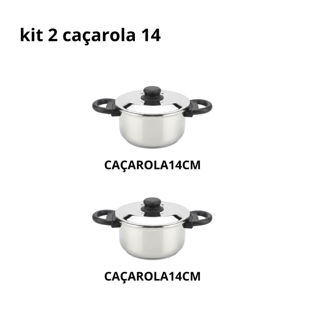 Kit 2 Caçarola 14cm Aluminio Reforçado Conjunto Panelas  Cozinha Oferta