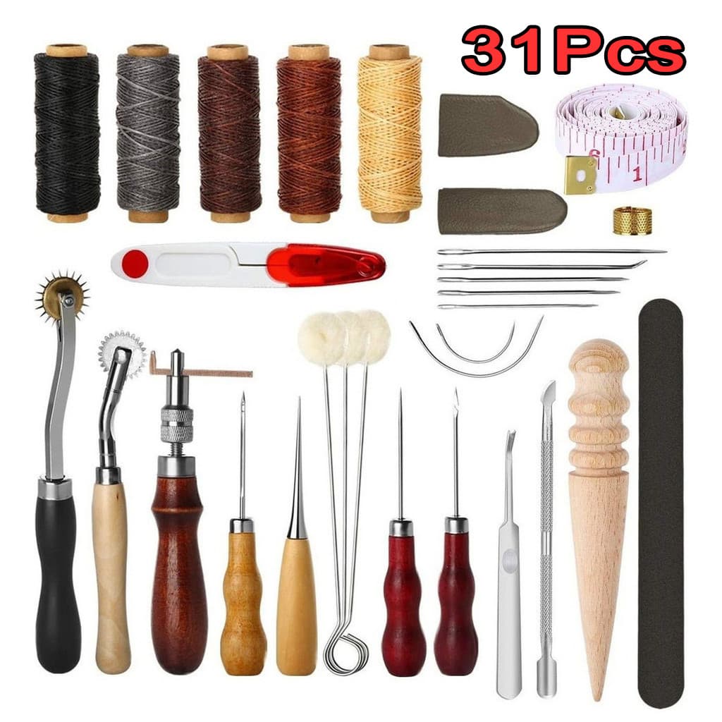 31 Peças Ferramentas Perfurador De Couro Kit De Costura Ferramentas Artesanais De Couro Faça Você Mesmo