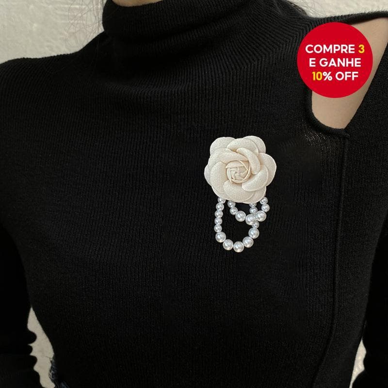 Elegante Broche De Camélia Coreano Vintage Lã Pérola Rosa Pino Para Mulheres