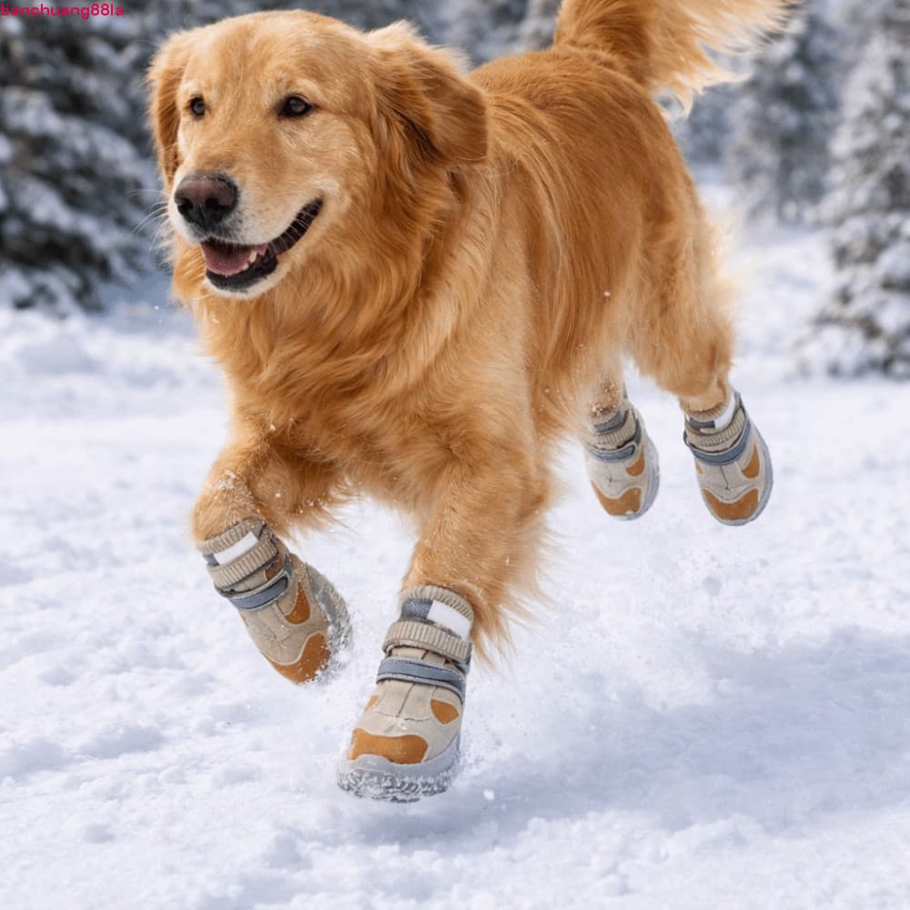 Sapatos Antiderrapantes Para Cães TIANCHUANG , Botas Quentes De Cano Alto Cachorros De Inverno , Fivelas Duplas , De Nev