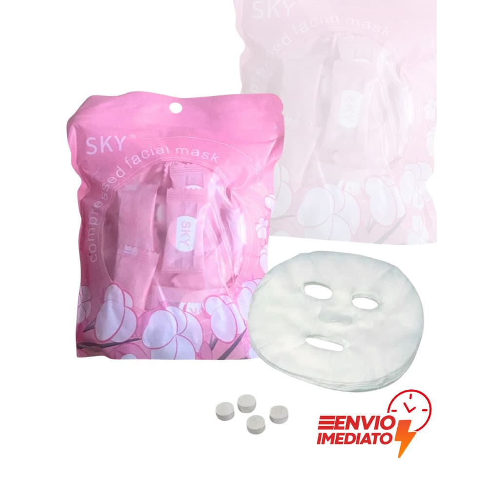 Kit 100 Máscaras Faciais Comprimidas Compactas Desidratadas