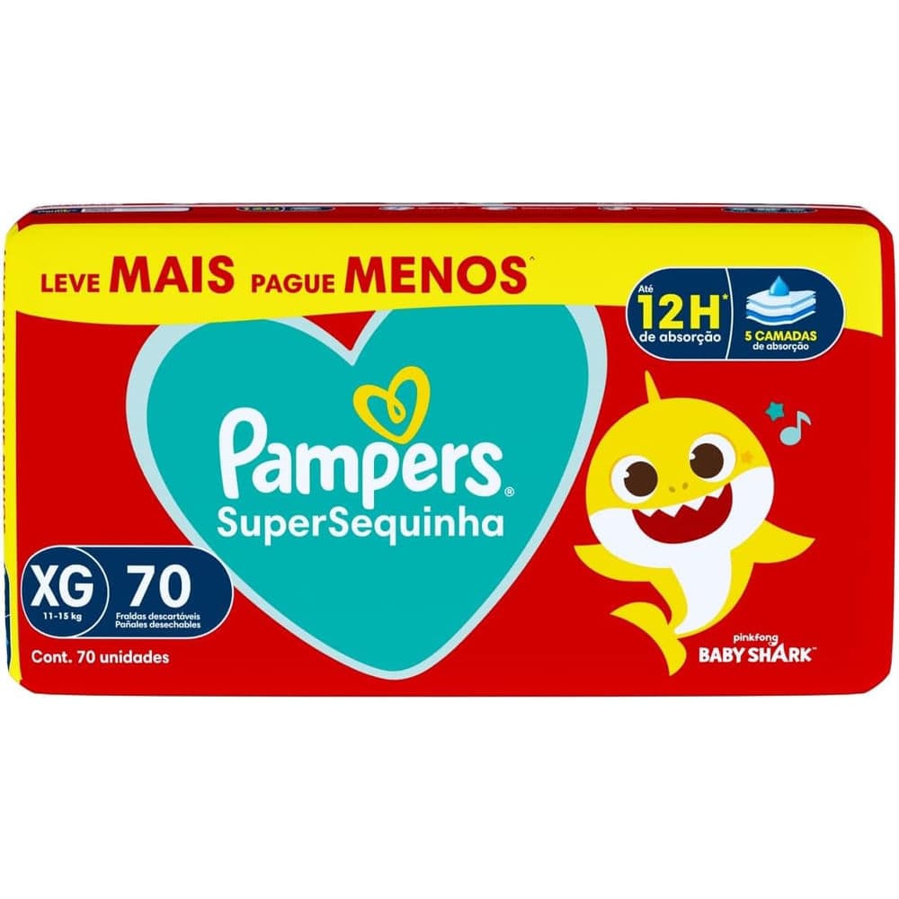 Fralda Descartável Pampers Supersequinha Jumbo XG 70 Tiras