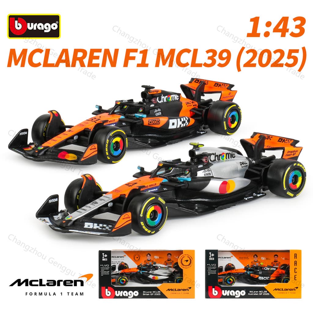 Bburago 1 : 43 2025 Mclaren MCL39 Grã-Bretanha Australian GP F1 Fórmula Carro Veículos Fundidos Modelo Colecionável Brin