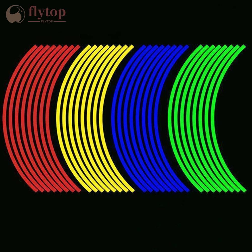 FLYTOP 16 Peças Tiras De 18 Polegadas Motocicleta Aro De Carro Listra Roda Decalque Fita Lotes Reflexivos F9U1