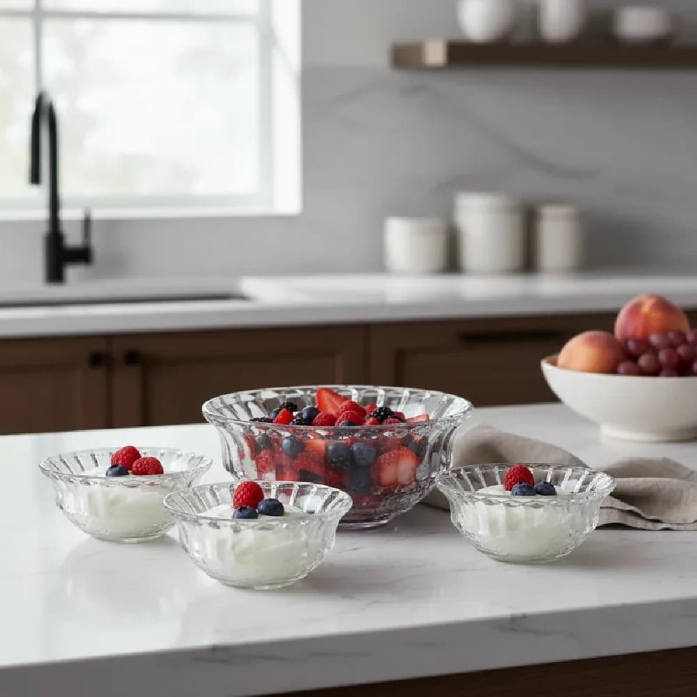 Conjunto de 7 Bowl Konia de Vidro 6pçs 245ml / 1pçs 1,4L